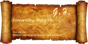Gavansky Henrik névjegykártya